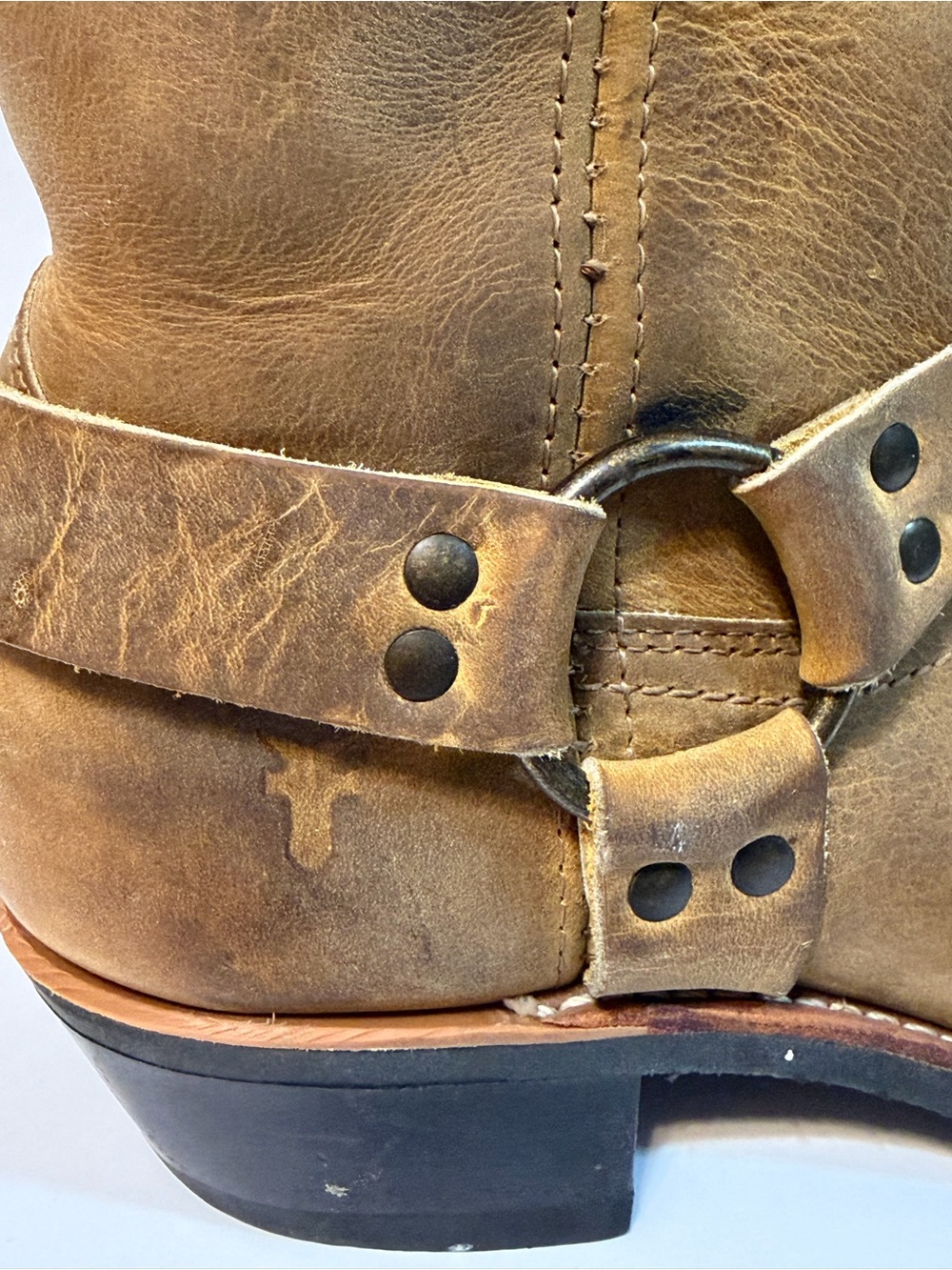 Frye Women's Leather Harness Western Boots US Size 9.5 brown distressed leather - Picture 6 of 13